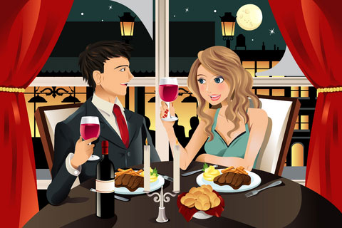 couple enjoying a restaurant meal